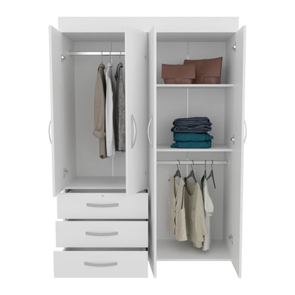 Denver Armoire with 3 Drawers, Four Doors