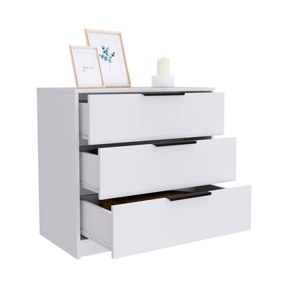 Tuhome Kaia 3 Drawers Dresser with Spacious Storage, Modern Superior Top for Décor, Functional Bedroom Organizer for Clothing and Essentials, Contemporary Space-Saving Furniture with Smooth Metal Hardware