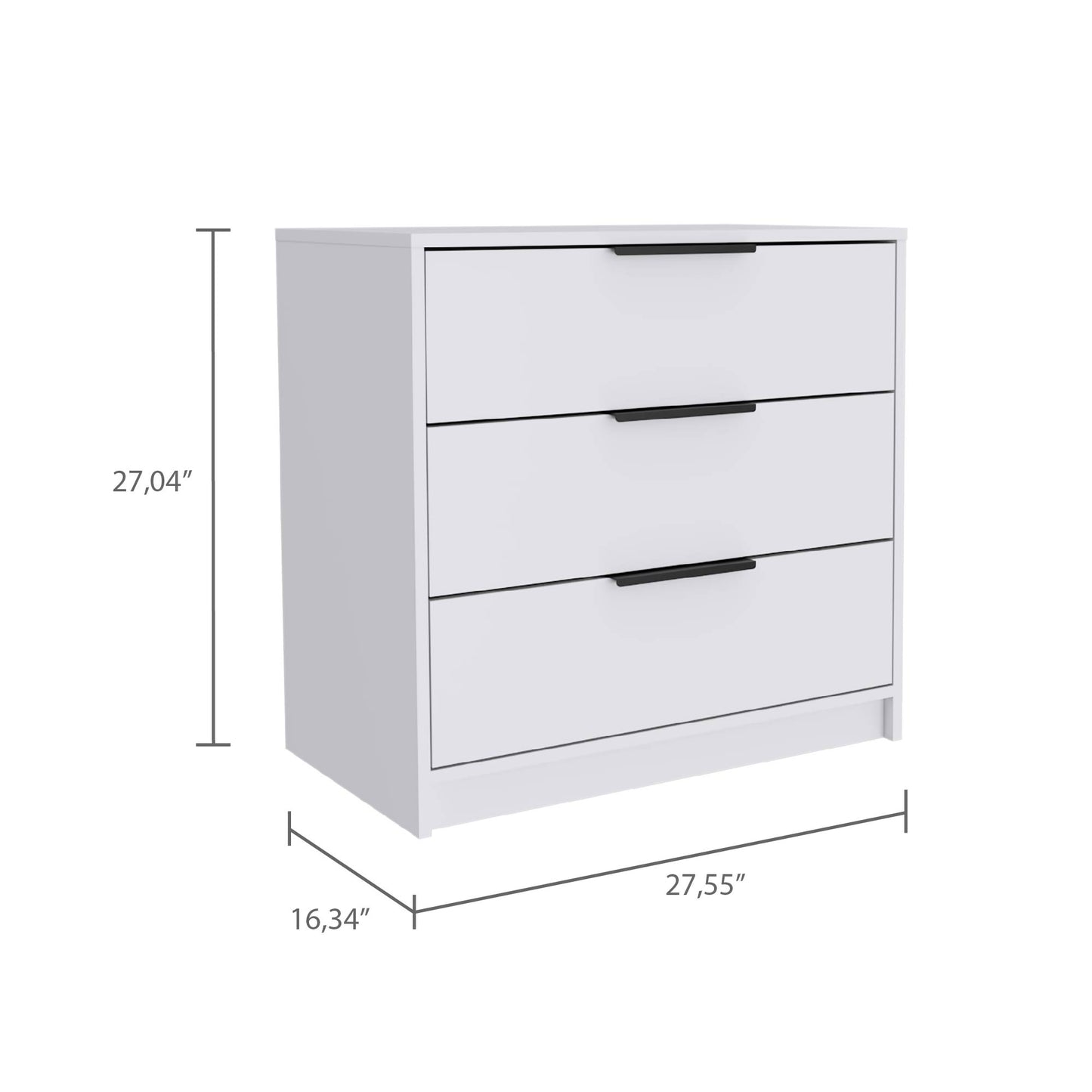 Tuhome Kaia 3 Drawers Dresser with Spacious Storage, Modern Superior Top for Décor, Functional Bedroom Organizer for Clothing and Essentials, Contemporary Space-Saving Furniture with Smooth Metal Hardware