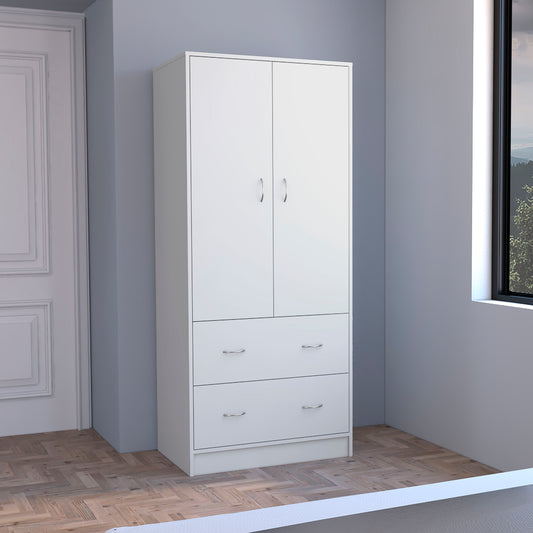 Taly Armoire with Double Doors, 2 Drawers, and Hanging Rod