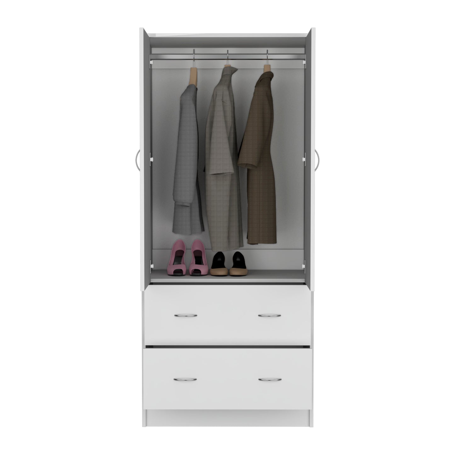 Taly Armoire with Double Doors, 2 Drawers, and Hanging Rod