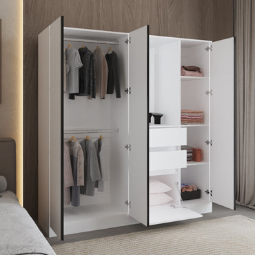 Kamelot 1,80 Armoire With Double Doors, Hanging Rod And Interior Shelves