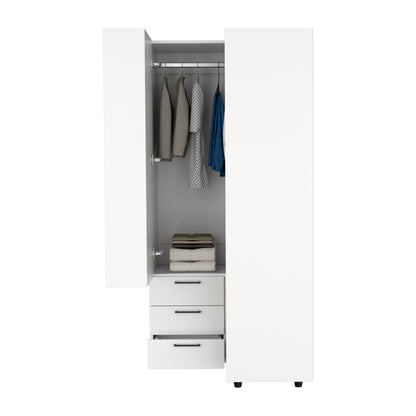 Toulouse Corner Armoire With Double Doors And Interior Shelves, Space-Saving Wardrobe