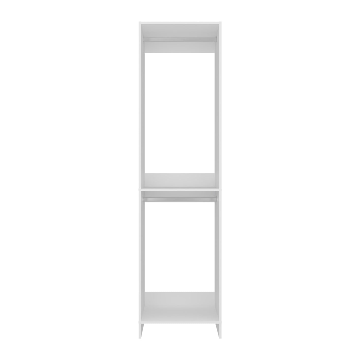 Eco Closet 2-Rod Wardrobe Organizer, Double Hanging Sections with Open Shelf, Space-Saving Freestanding Closet System, Engineered Wood