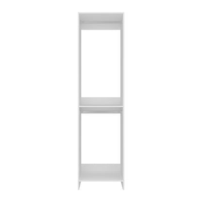 Eco Closet 2-Rod Wardrobe Organizer, Double Hanging Sections with Open Shelf, Space-Saving Freestanding Closet System, Engineered Wood