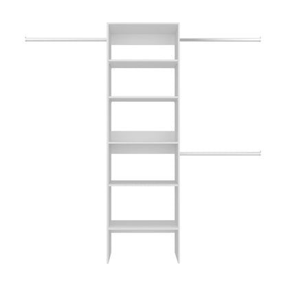 Selt Simple Walk-In Closet System with 3 Hanging Rods and 5 Open Storage Shelves, Clothes Storage Option