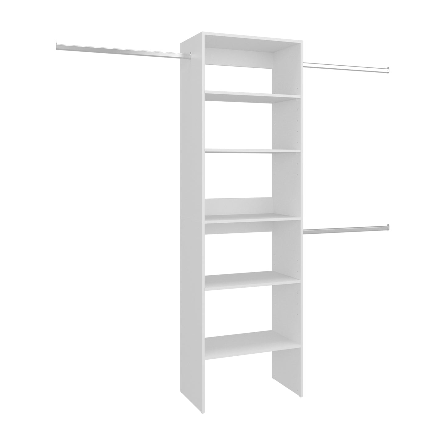 Selt Simple Walk-In Closet System with 3 Hanging Rods and 5 Open Storage Shelves, Clothes Storage Option