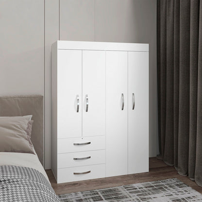 Denver Adjustable Armoire, Rods, Double Door Cabinet, Three Drawers, Two Shelves