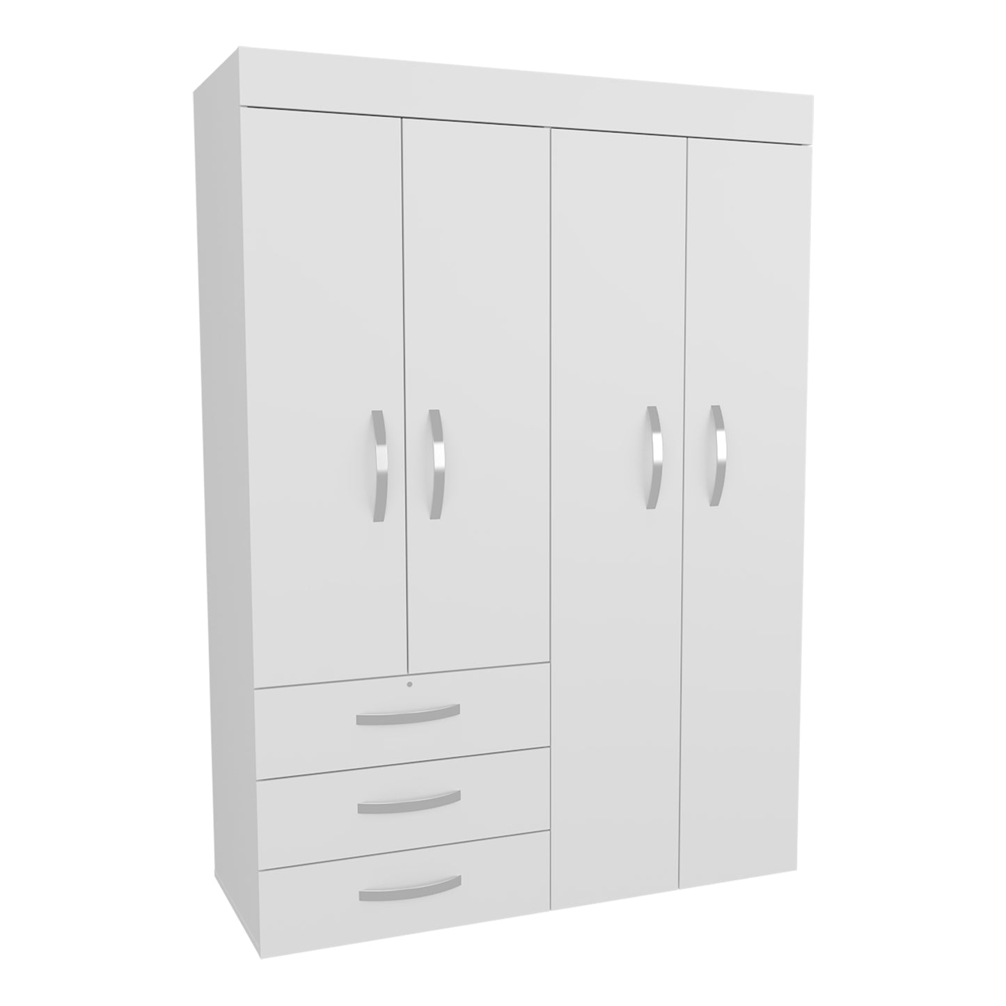 Denver Adjustable Armoire, Rods, Double Door Cabinet, Three Drawers, Two Shelves