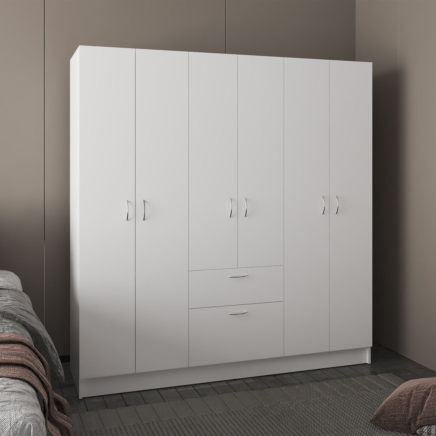 Mitu Six Doors Armoire, Seven Interior Shelves, One Drawer, Rod