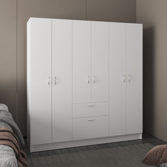 Mitu Six Doors Armoire, Seven Interior Shelves, One Drawer, Rod