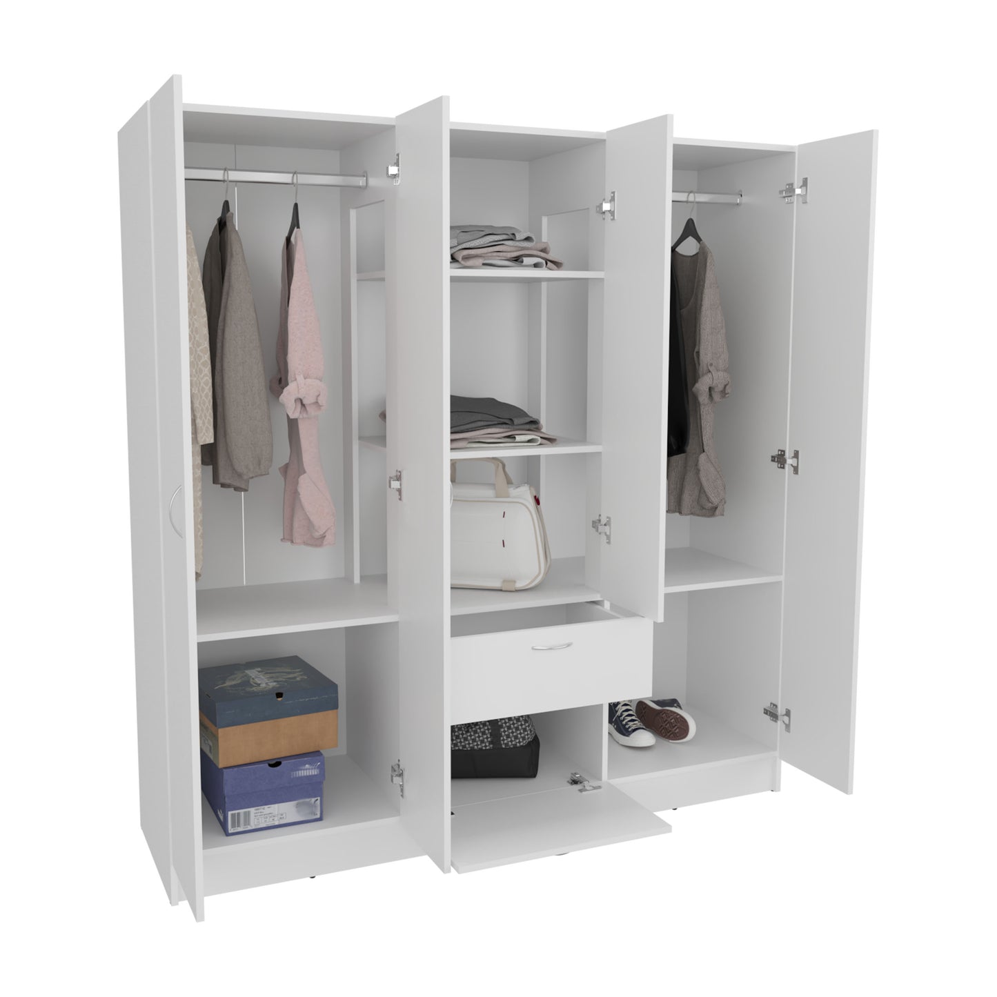 Mitu Six Doors Armoire, Seven Interior Shelves, One Drawer, Rod