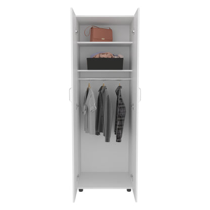 Aurora Armoire with two superior Shelves, Wardrobe for Bedroom