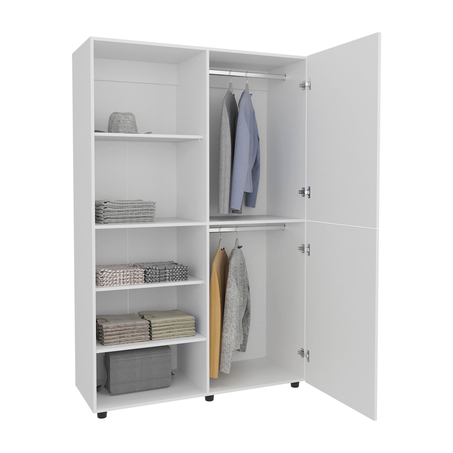 Eco High One Door Freestanding Armoire With Hanging Rod And Interior Shelves, Compact Bedroom Wardrobe