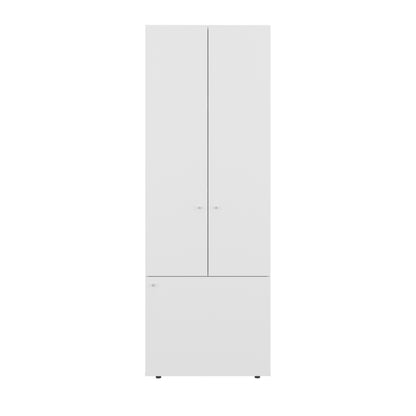 Home 3 Door Closet System with Hanging Rod for clothes and interior Shelves, Manufactured Wood Freestanding Bedroom Storage, Utility Room or Laundry Room Furniture