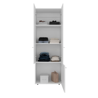 Home 3 Door Closet System with Hanging Rod for clothes and interior Shelves, Manufactured Wood Freestanding Bedroom Storage, Utility Room or Laundry Room Furniture