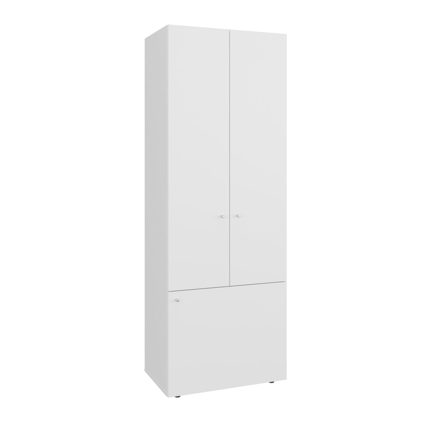 Home 3 Door Closet System with Hanging Rod for clothes and interior Shelves, Manufactured Wood Freestanding Bedroom Storage, Utility Room or Laundry Room Furniture