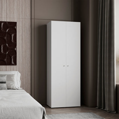 Home 2 Door Closet System, Four Fixed Shelves, Compact Wardrobe for Bedroom Organization, Laundry Room Organization, Utility Room Organization, Freestanding Storage Furniture