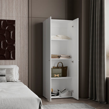 Home 2 Door Closet System, Four Fixed Shelves, Compact Wardrobe for Bedroom Organization, Laundry Room Organization, Utility Room Organization, Freestanding Storage Furniture
