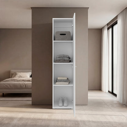 Home Linen Freestanding Tall Cabinet with Single Door and 4 Horizontal Storage Shelves, Cabinet for Bathroom, Bedroom or Laundry Room