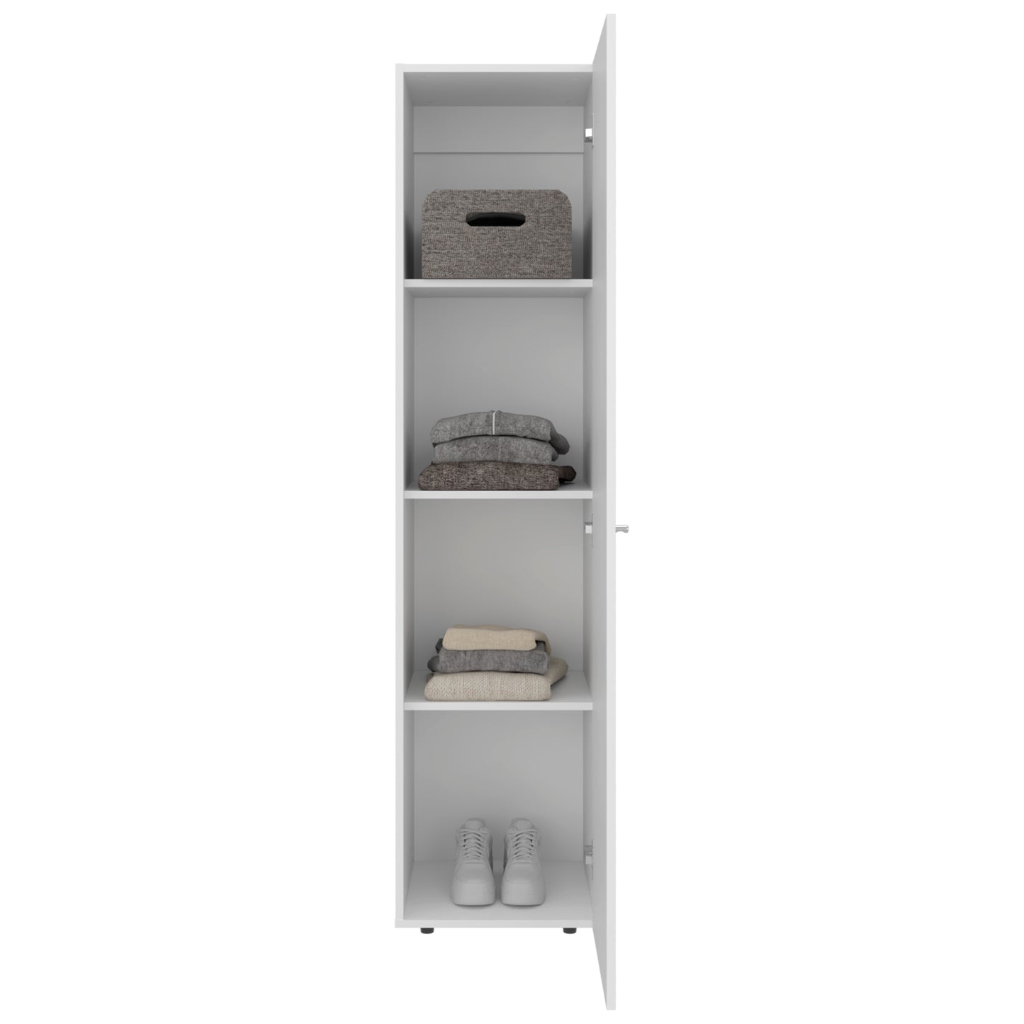 Home Linen Freestanding Tall Cabinet with Single Door and 4 Horizontal Storage Shelves, Cabinet for Bathroom, Bedroom or Laundry Room