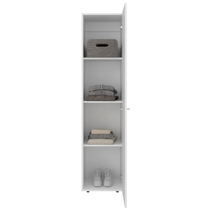 Home Linen Freestanding Tall Cabinet with Single Door and 4 Horizontal Storage Shelves, Cabinet for Bathroom, Bedroom or Laundry Room