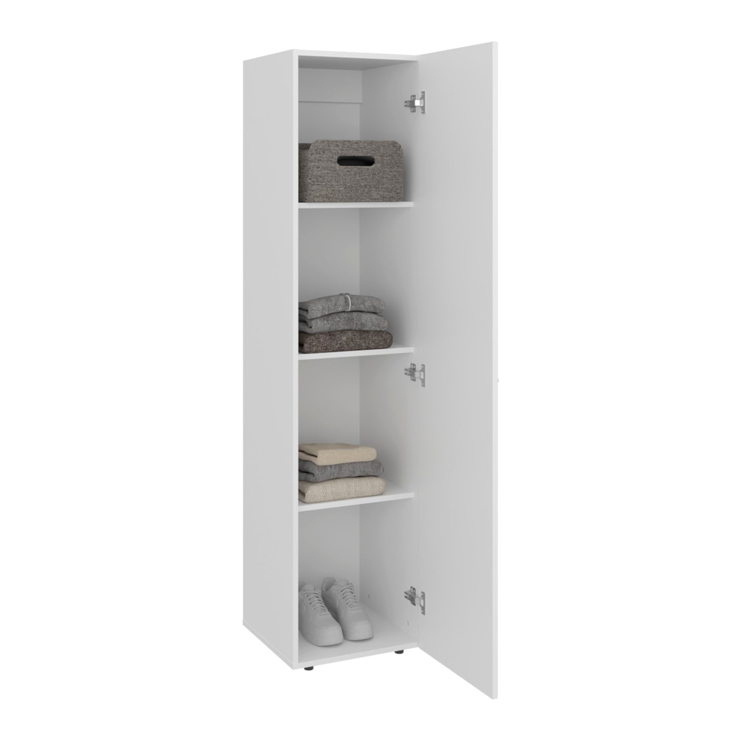Home Linen Freestanding Tall Cabinet with Single Door and 4 Horizontal Storage Shelves, Cabinet for Bathroom, Bedroom or Laundry Room