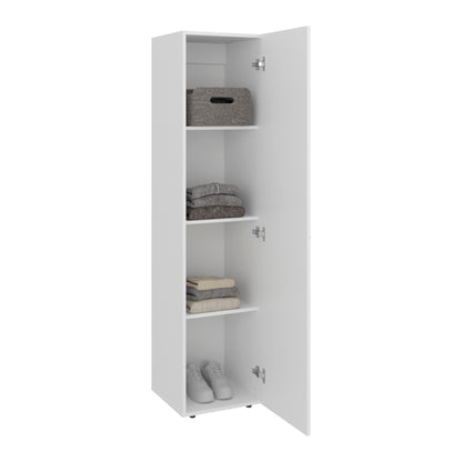 Home Linen Freestanding Tall Cabinet with Single Door and 4 Horizontal Storage Shelves, Cabinet for Bathroom, Bedroom or Laundry Room