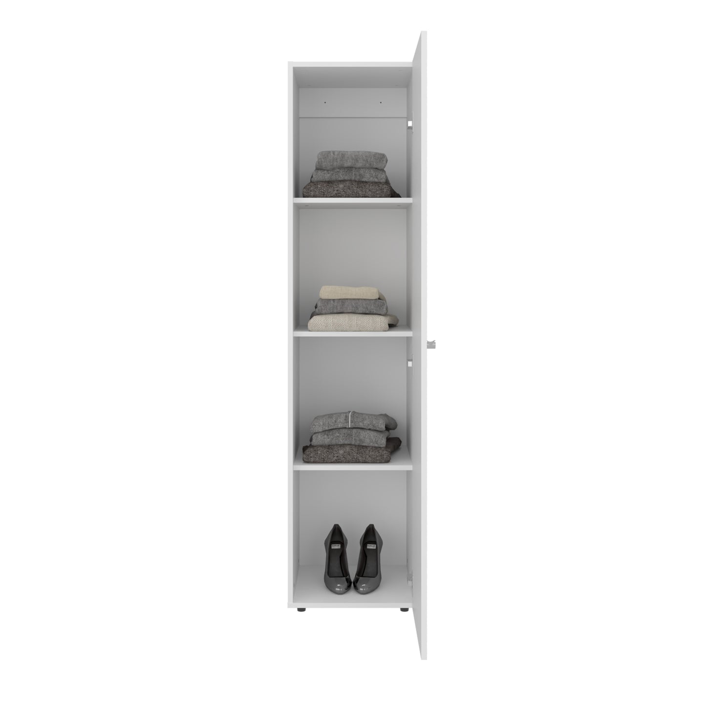 Home Linen Freestanding Tall Cabinet with Single Door with One Mirror and 4 Horizontal Storage Shelves, Cabinet for Bathroom, Bedroom or Laundry Room