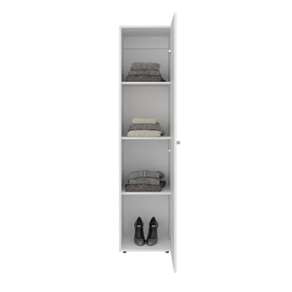 Home Linen Freestanding Tall Cabinet with Single Door with One Mirror and 4 Horizontal Storage Shelves, Cabinet for Bathroom, Bedroom or Laundry Room