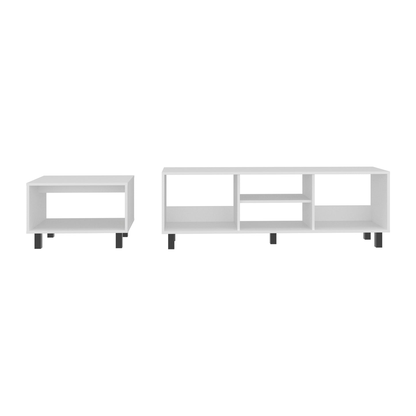 Eclipse Coffee Table and TV Stand Duo Set for Living Room and Entertainment Room Center with Open Display Shelves