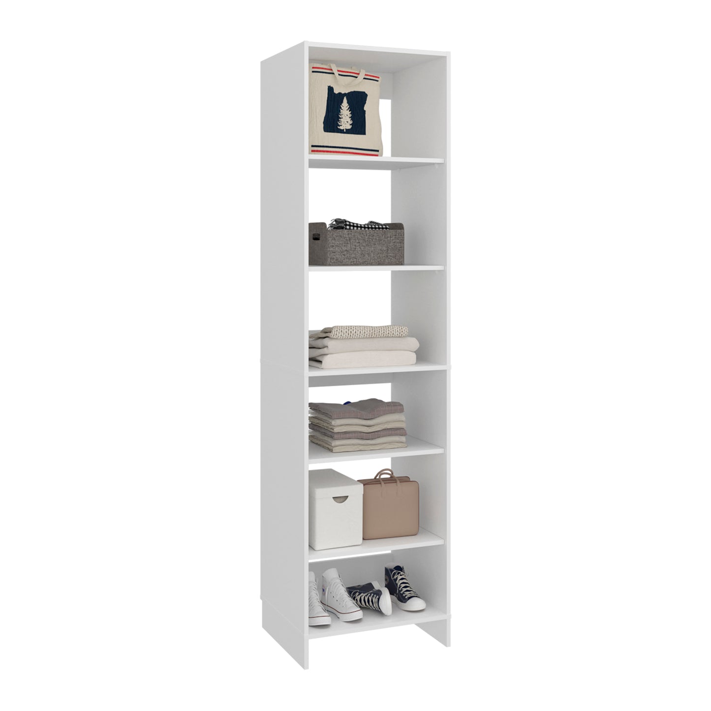 Freestanding Closet with 6 Shelves, Storage Organizer, Modern Storage For Bedroom and Bookcase, Engineered Wood, 84" Tall, Home Bedroom Open Shelving Cabinet