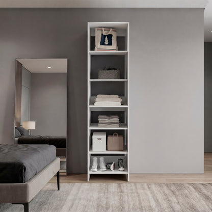 Freestanding Closet with 6 Shelves, Storage Organizer, Modern Storage For Bedroom and Bookcase, Engineered Wood, 84" Tall, Home Bedroom Open Shelving Cabinet