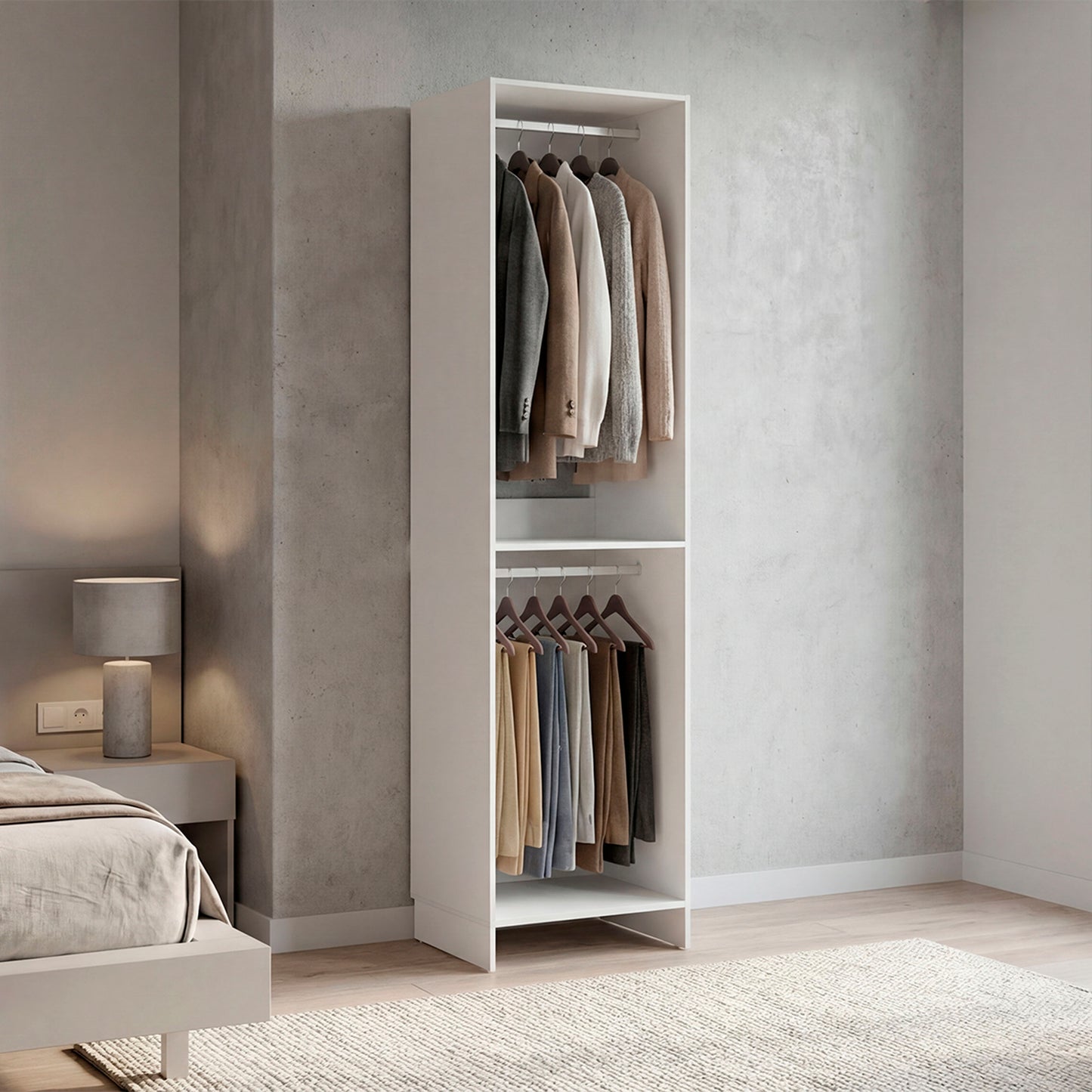 Freestanding Closet with 6 Shelves, Storage Organizer, Modern Storage For Bedroom and Bookcase, Engineered Wood, 84" Tall, Home Bedroom Open Shelving Cabinet