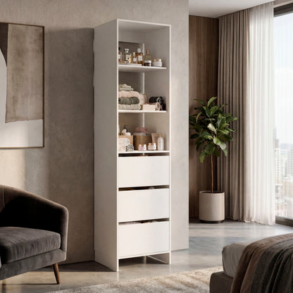 Freestanding Closet with 6 Shelves, Storage Organizer, Modern Storage For Bedroom and Bookcase, Engineered Wood, 84" Tall, Home Bedroom Open Shelving Cabinet