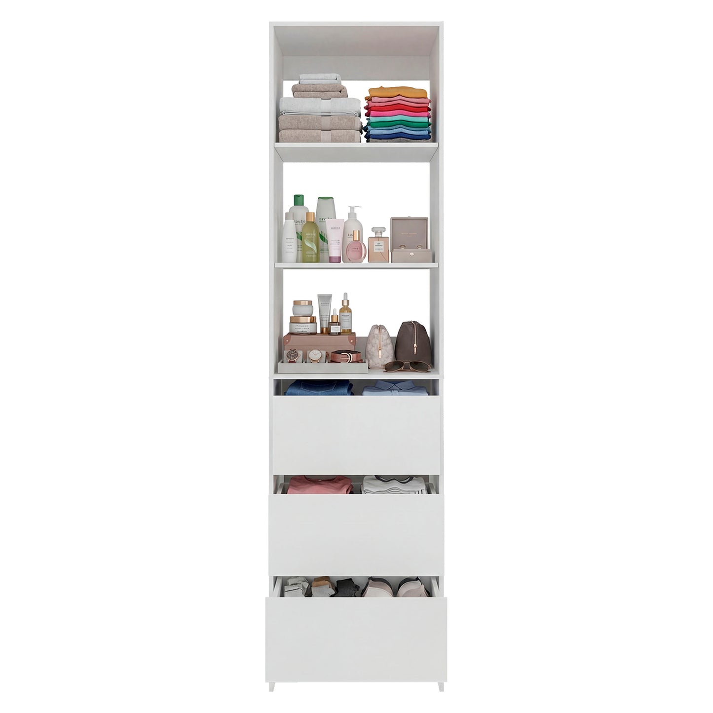 Freestanding Closet with 6 Shelves, Storage Organizer, Modern Storage For Bedroom and Bookcase, Engineered Wood, 84" Tall, Home Bedroom Open Shelving Cabinet