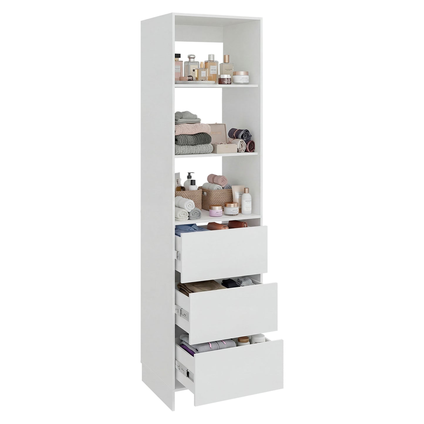 Freestanding Closet with 6 Shelves, Storage Organizer, Modern Storage For Bedroom and Bookcase, Engineered Wood, 84" Tall, Home Bedroom Open Shelving Cabinet
