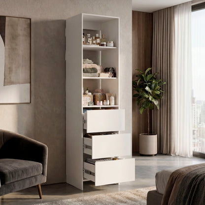 Freestanding Closet with 6 Shelves, Storage Organizer, Modern Storage For Bedroom and Bookcase, Engineered Wood, 84" Tall, Home Bedroom Open Shelving Cabinet