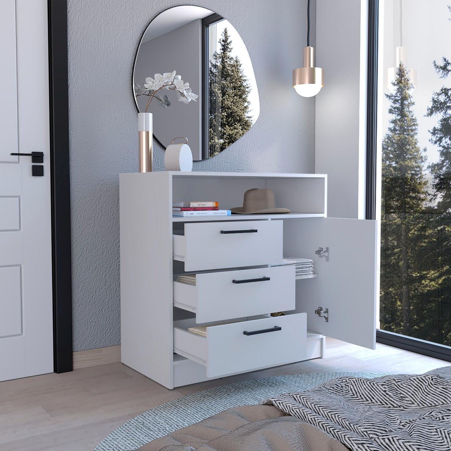 Omaha Dresser four Drawers, One Shelf