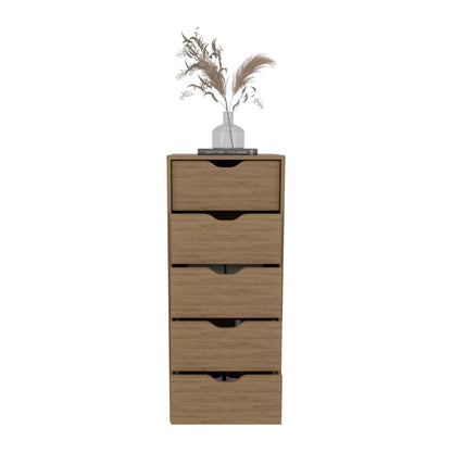 Basilea Tall Narrow Dresser with Five Pull-Out Drawers, Compact Storag TUHOMEFURNITURE Basilea Tall Narrow Dresser with Five Pull-Out Drawers, Compact Storag TUHOMEFURNITURE