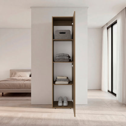 Home Linen Freestanding Tall Cabinet with Single Door and 4 Horizontal Storage Shelves, Cabinet for Bathroom, Bedroom or Laundry Room