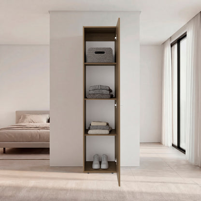 Home Linen Freestanding Tall Cabinet with Single Door and 4 Horizontal Storage Shelves, Cabinet for Bathroom, Bedroom or Laundry Room