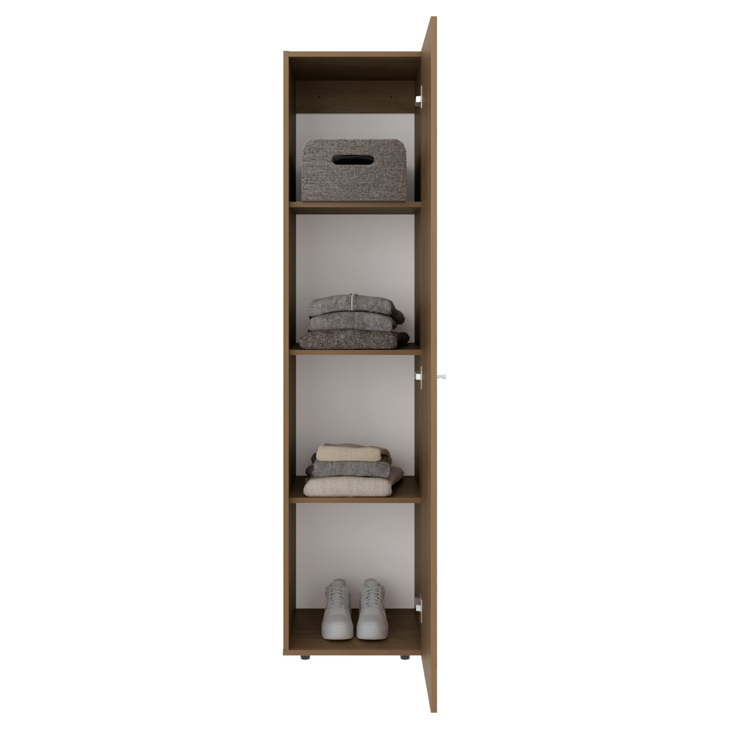 Home Linen Freestanding Tall Cabinet with Single Door and 4 Horizontal Storage Shelves, Cabinet for Bathroom, Bedroom or Laundry Room