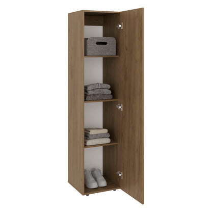 Home Linen Freestanding Tall Cabinet with Single Door and 4 Horizontal Storage Shelves, Cabinet for Bathroom, Bedroom or Laundry Room