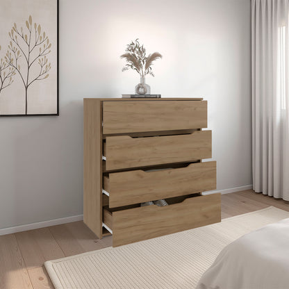 Zoe Freestanding Compact Dresser with Four Storage Drawers and Superior Top, Bedroom Storage Option