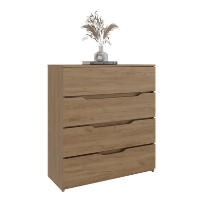 Zoe Freestanding Compact Dresser with Four Storage Drawers and Superior Top, Bedroom Storage Option