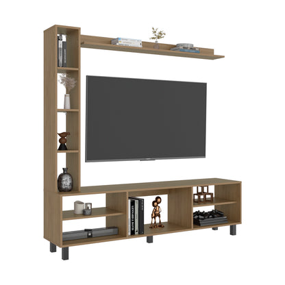 Scio Entertainment Center with 11 Open Shelves, Modern Wall Media Unit for Living Room TV and Storage