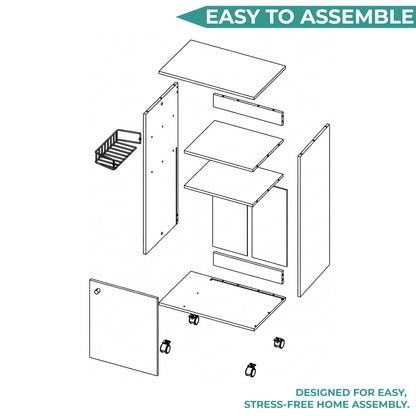 Clip Kitchen Cart with Spacious Countertop, Single-Door Storage Cabinet, Additional Rack Shelf and Smooth-Rolling Four Casters for Mobile Organization, Microwave Support