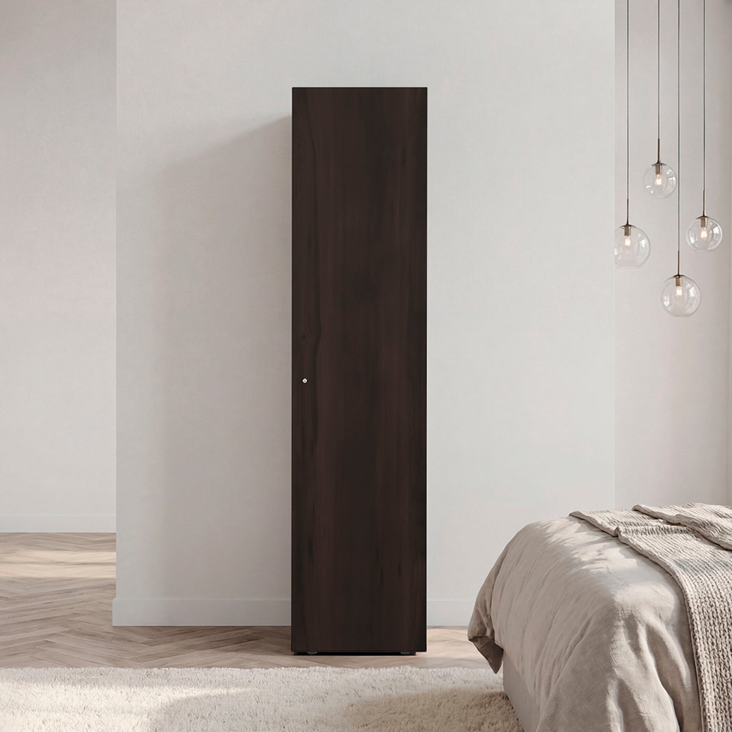 Home Linen Freestanding Tall Cabinet with Single Door and 4 Horizontal Storage Shelves, Cabinet for Bathroom, Bedroom or Laundry Room