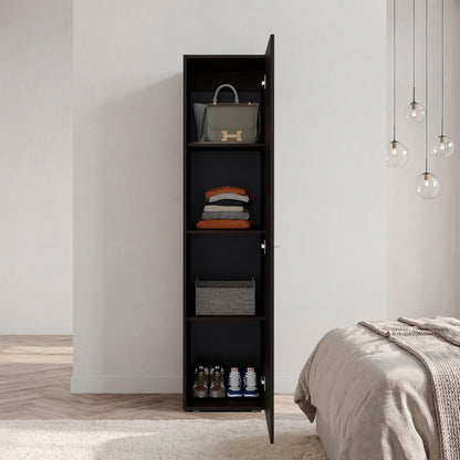 Home Linen Freestanding Tall Cabinet with Single Door and 4 Horizontal Storage Shelves, Cabinet for Bathroom, Bedroom or Laundry Room